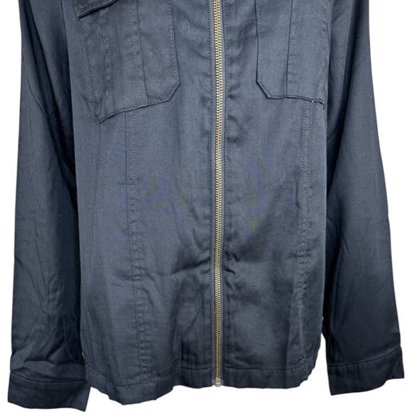 LOGO by Lori Goldstein Zip Front Long Sleeve Jacket Black Medium NWOT Lightweigh - Picture 8 of 14